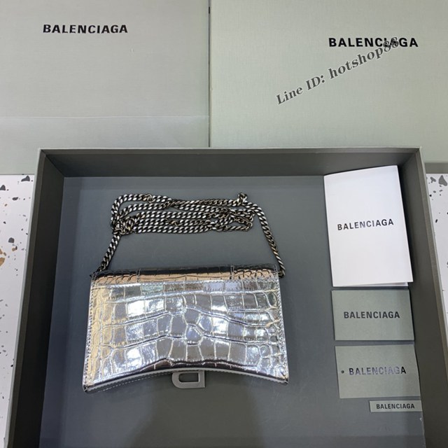 Balenciaga專櫃爆款鱷魚紋迷你女士肩背包 巴黎世家沙漏鏈條斜挎包 fyj1868